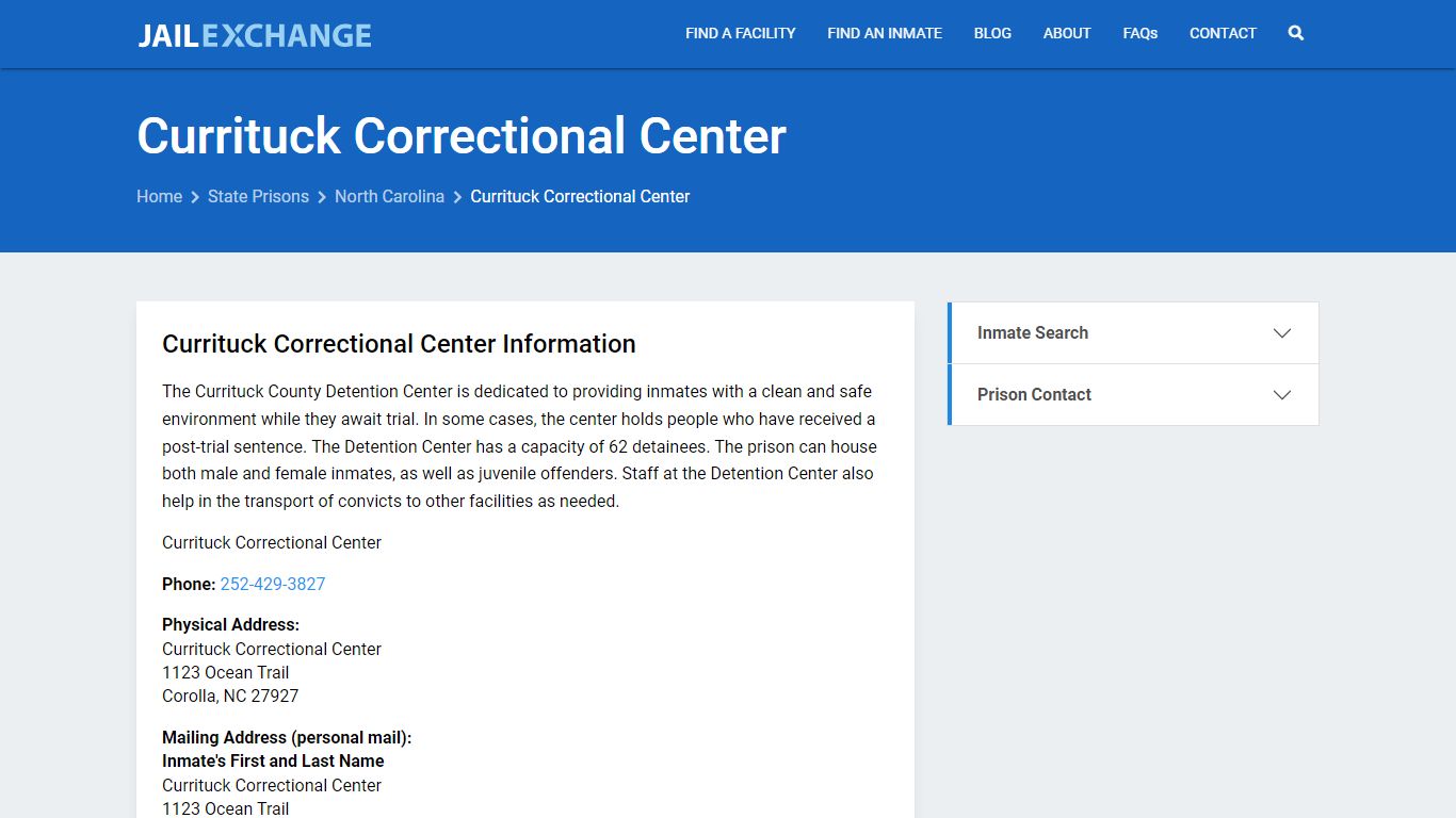 Currituck Correctional Center Inmate Search, NC - Jail Exchange