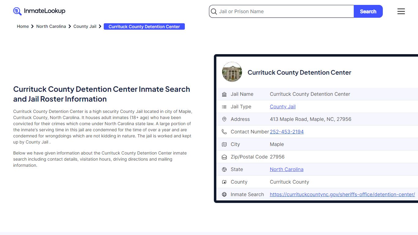 Currituck County Detention Center (NC) Inmate Search and Jail Roster ...